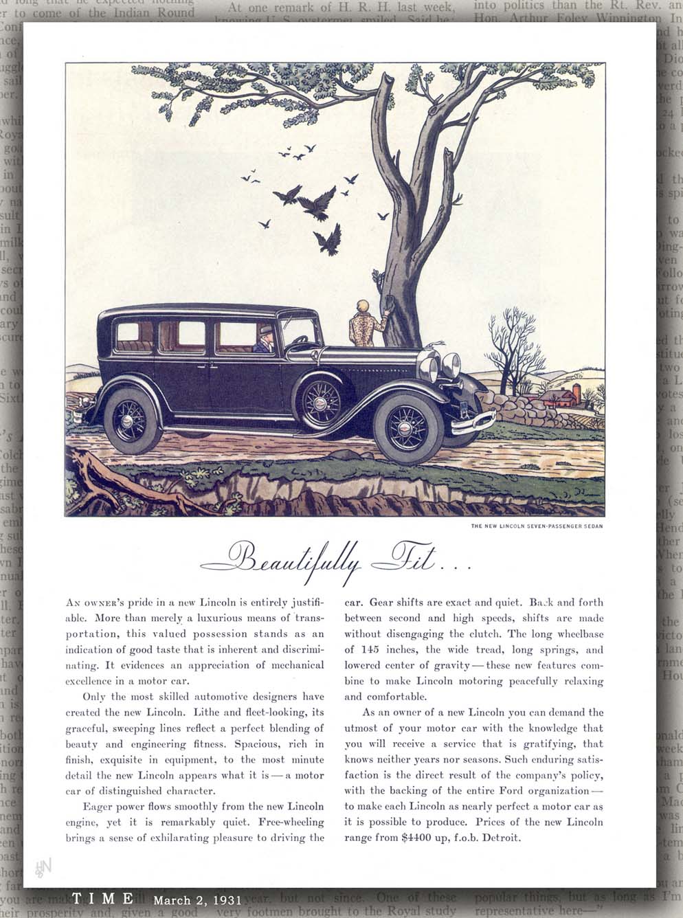 1931 Lincoln Auto Advertising